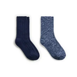 Tonal Spacedye Chevron Texture/Wide Rib Crew Sock 2-Pack