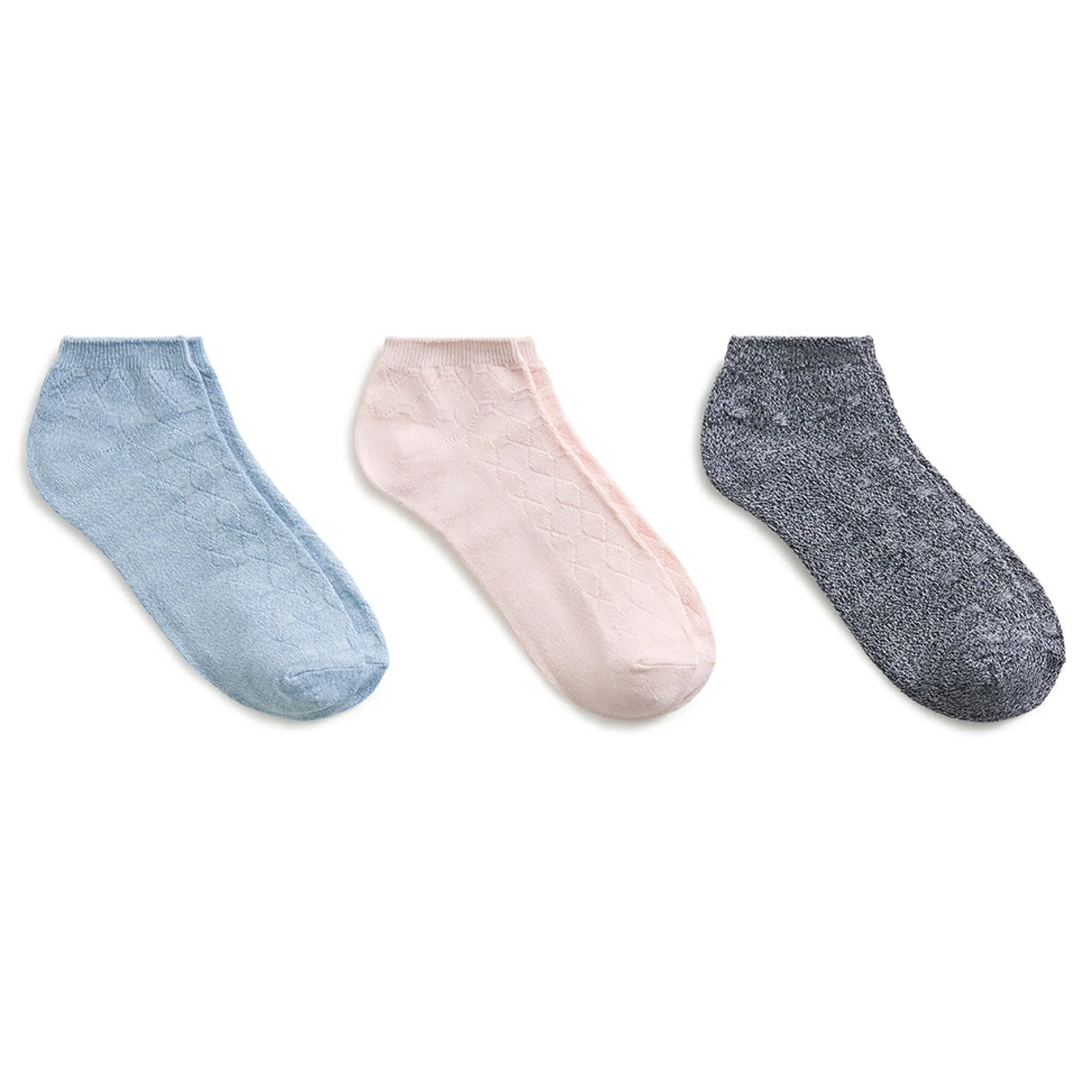 Twist Tile Textured Solid Color Low Cut Sock 3-Pack