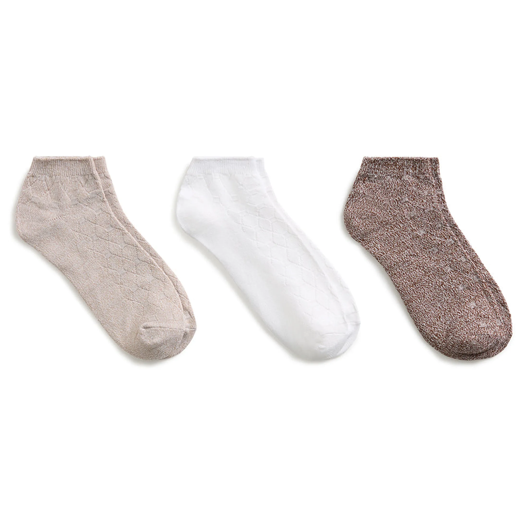 Twist Tile Textured Solid Color Low Cut Sock 3-Pack