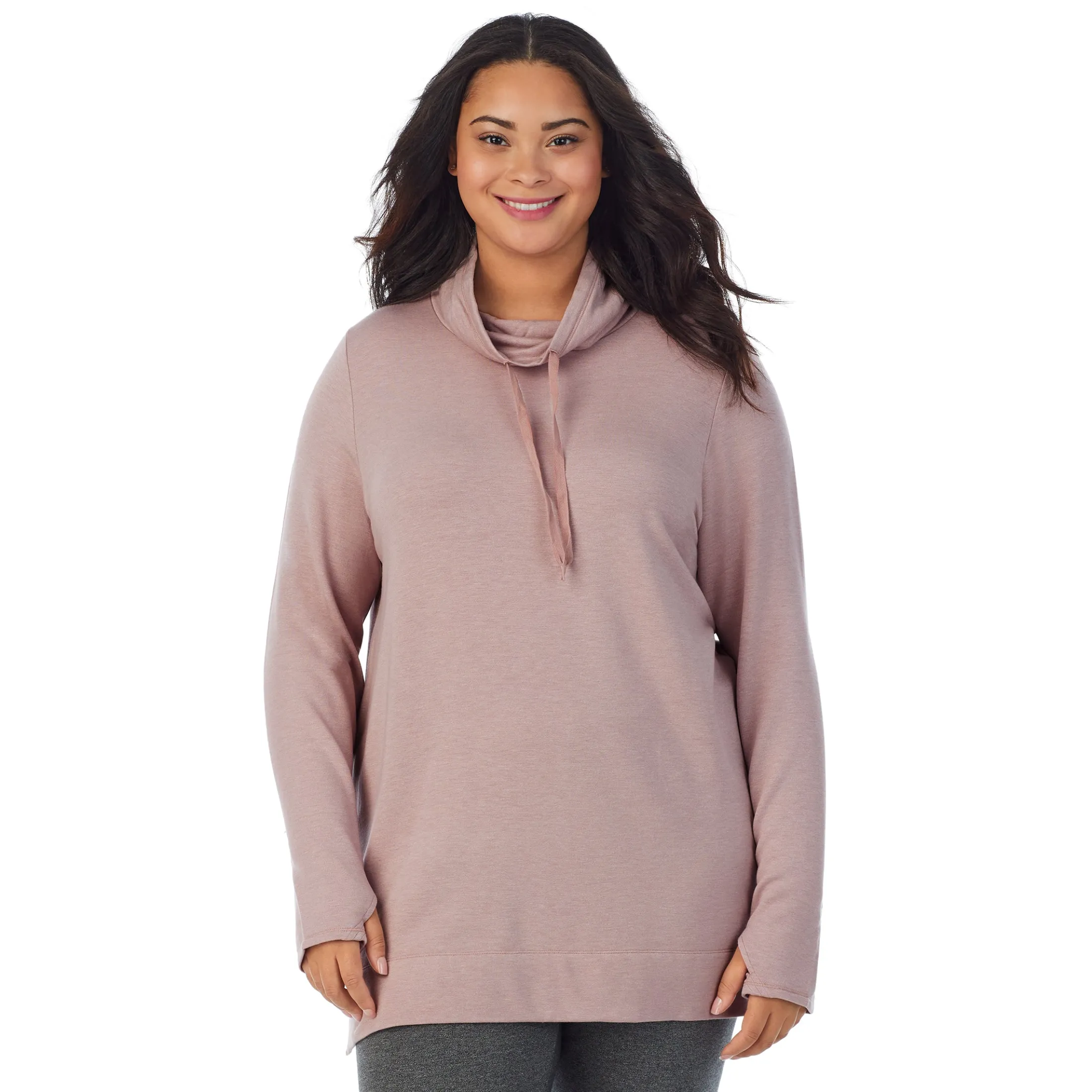 Ultra Cozy Long Sleeve Cowl Neck Tunic PLUS