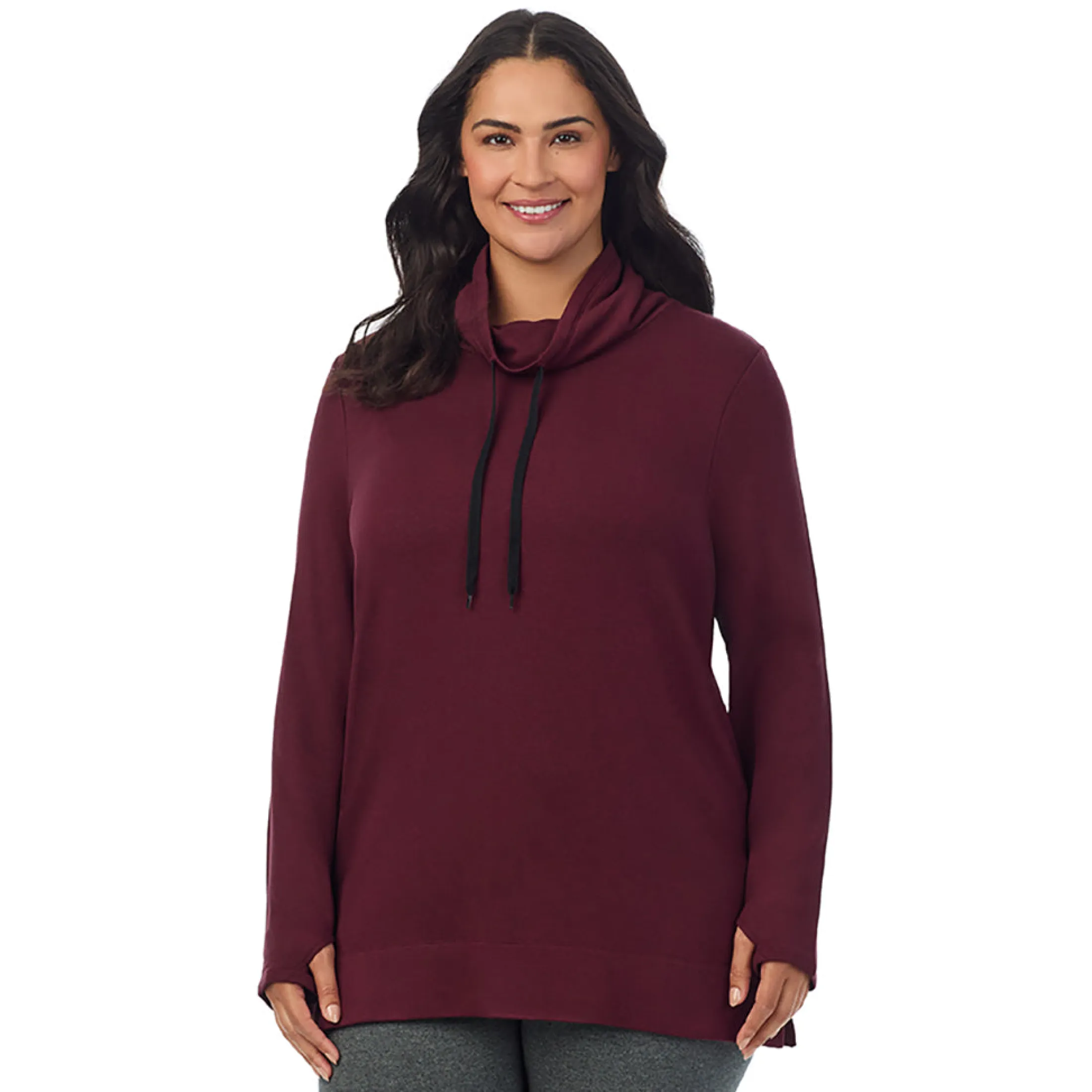 Ultra Cozy Long Sleeve Cowl Neck Tunic PLUS