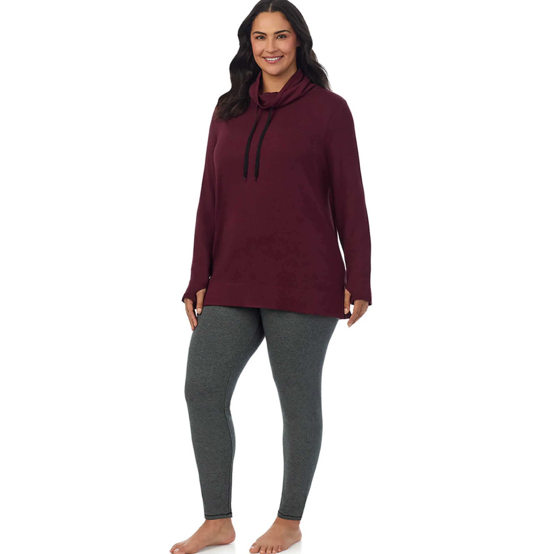 Ultra Cozy Long Sleeve Cowl Neck Tunic PLUS