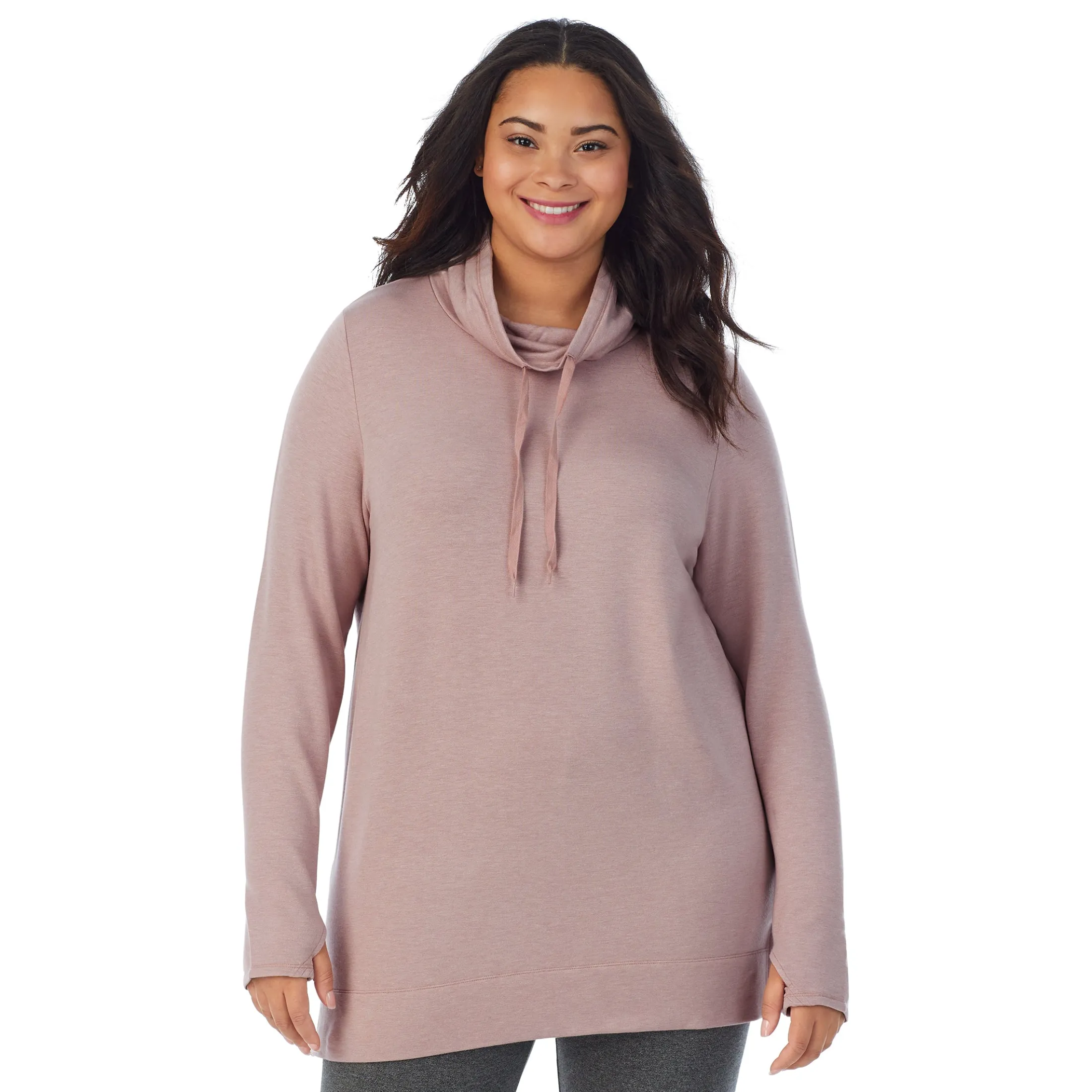 Ultra Cozy Long Sleeve Cowl Neck Tunic PLUS
