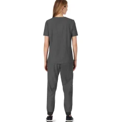 Womens Scrub Henley Neck Top with Side Pockets PETITE