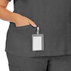 Womens Scrub Henley Neck Top with Side Pockets PLUS