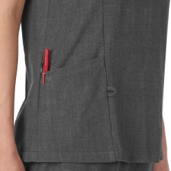 Womens Scrub Henley Neck Top with Side Pockets