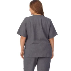 Womens Scrub Split Neck Top PLUS