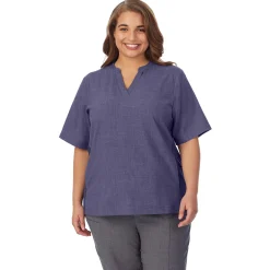 Womens Scrub Split Neck Top PLUS