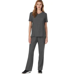 Womens Scrub V-Neck Top with Chest Pocket PETITE