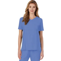 Womens Scrub V-Neck Top with Chest Pocket PETITE