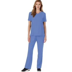 Womens Scrub V-Neck Top with Chest Pocket PETITE