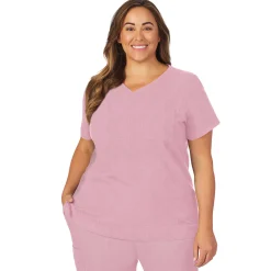 Womens Scrub V-Neck Top with Chest Pocket PLUS
