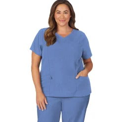 Womens Scrub V-Neck Top with Side Pockets PLUS